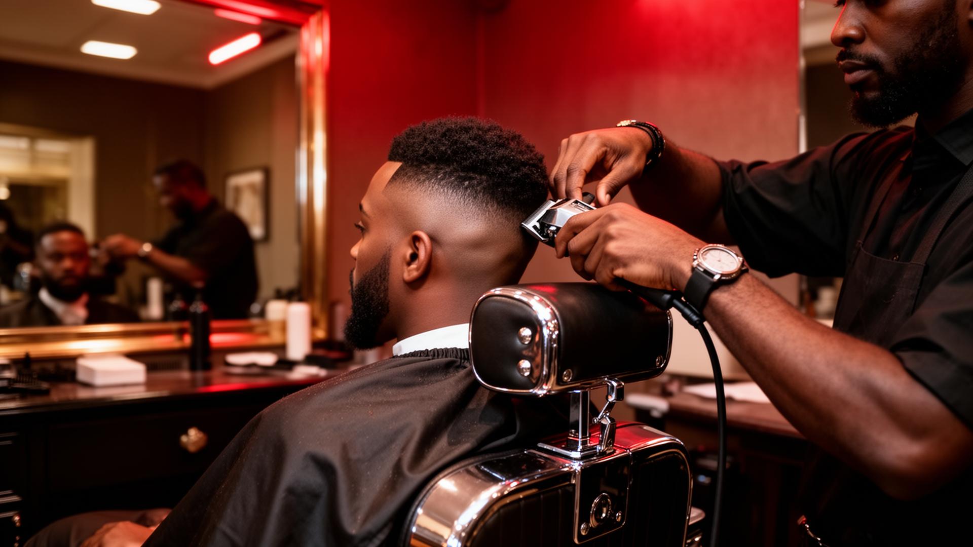 Fresh fade haircut being shaped at The Barber Tone